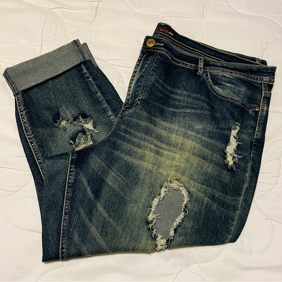 ELITE JEANS Women's MID-RISE Destroyed Denim Skinny Jeggins BLUE JEANS Sz 23/24 - Picture 2 of 11